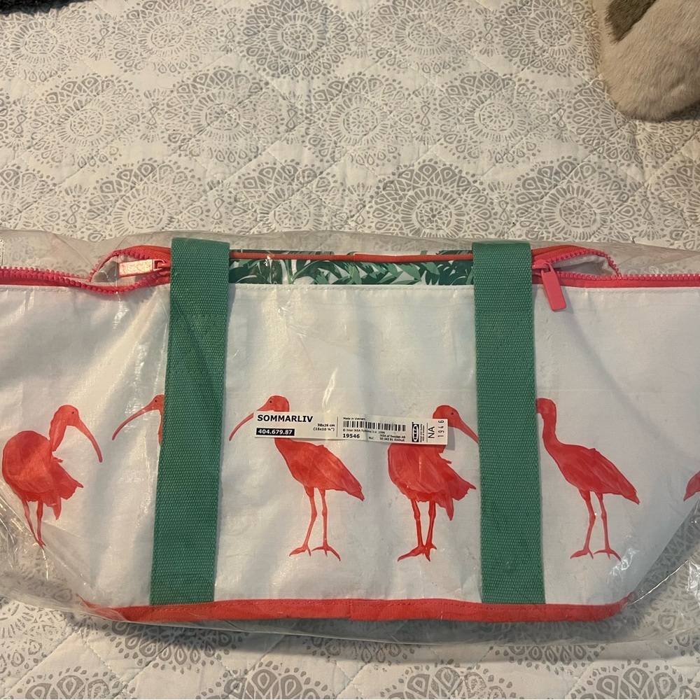 NWT IKEA SOMMARLIV Pink Birds Cooler Bag